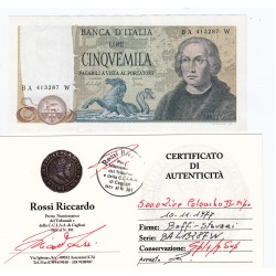 5000 LIRE COLOMBO II TIPO 10 NOVEMBRE  1977  